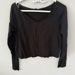 wild fable Black V-Neck Long-Sleeve Top